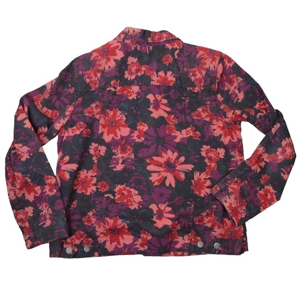 Christopher & Banks Floral Button‎ Front Lightweight Denim Blazer Pockets Medium - Picture 8 of 9